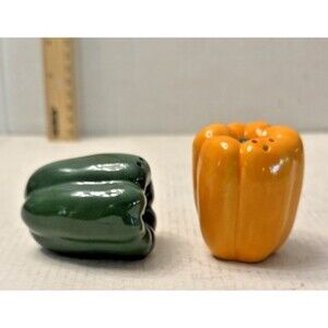 Vintage Fitz and Floyd Sweet Peppers Salt and Pepper  2.25" Tall W/Stoppers